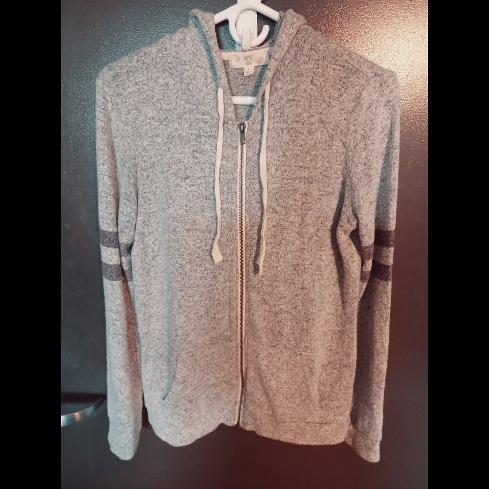 SUPER Comfy Light Gray Hippie Rose Zipped Hooded Sweater